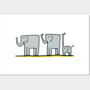 elephant family Posters and Art